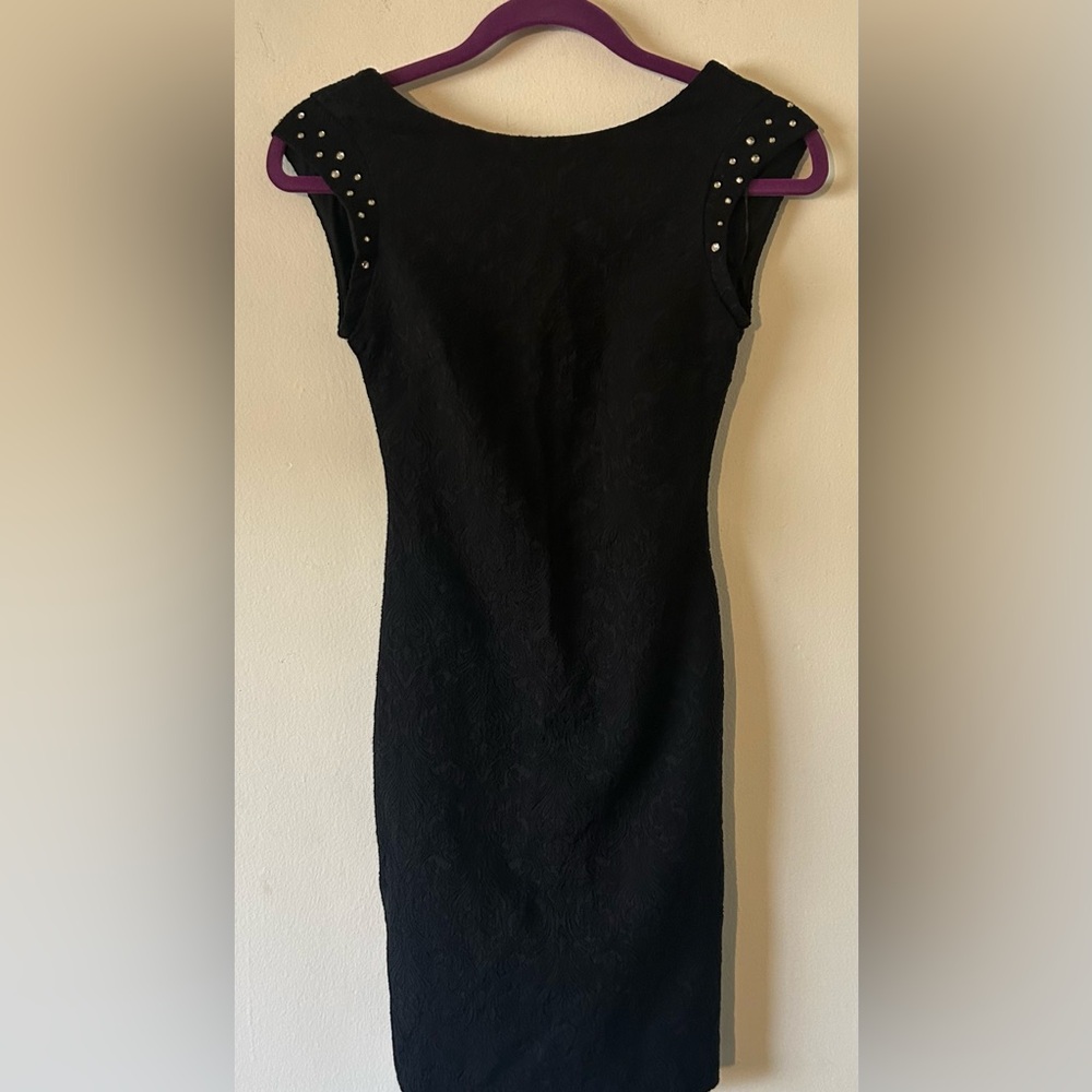 Super Sexy Textured Zara Black Studded Mini Dress